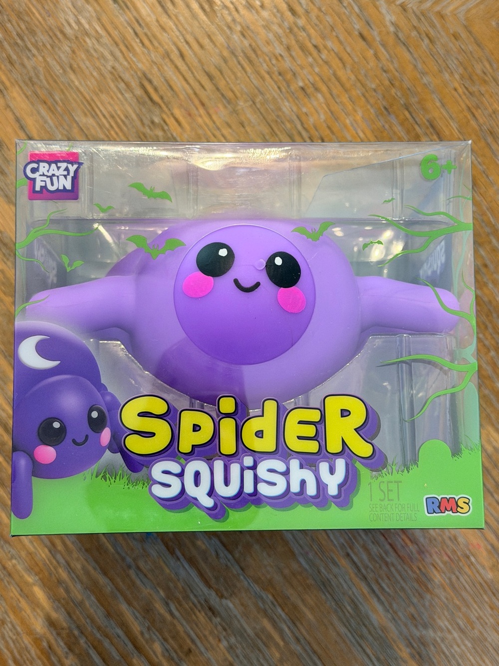 CRAZY FUN -RMS- NIB- Purple Spider Squishy Toy - Cute Stretchy Sensory